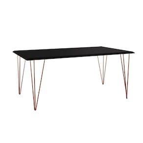 Mesa de Jantar Industrial Clips de Ferro Cobre Tampo Retangular 135x75 Preto