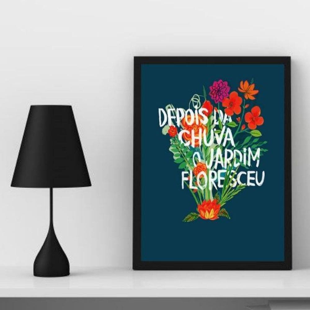 Quadro Florescido Após a Chuva 33x24cm - Moldura Preta