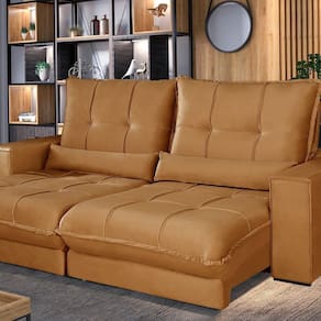Sofá Retrátil e Reclinável Thor - Molas Ensacadas 210 Cm – Veludo Cobre /Terracota