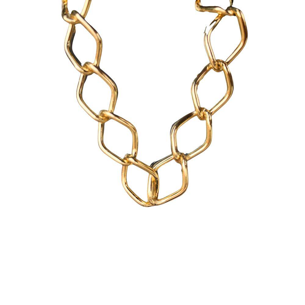 Pulseira Elo Losango Com Fecho Boia Folheado Em Ouro 18K