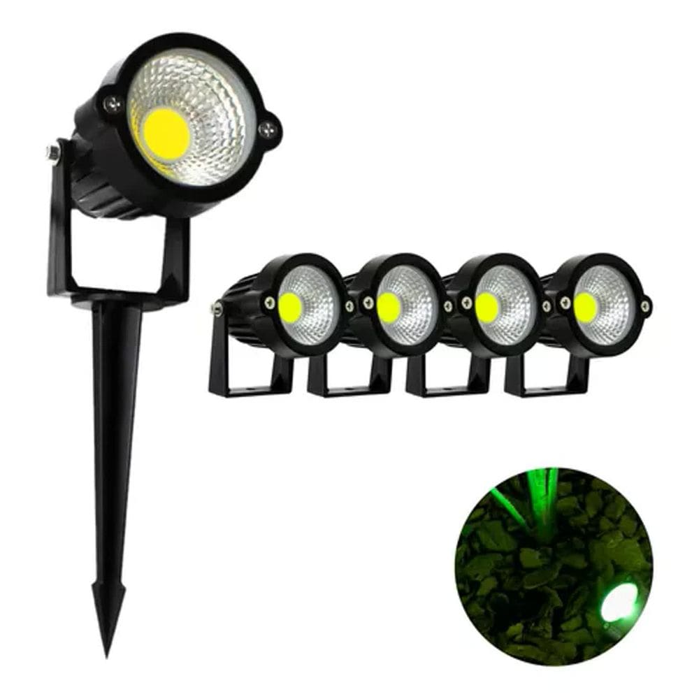 Kit 5 Luminária Espeto Jardim 5w Verde