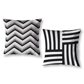 Kit 2 Almofadas Cheias 40Cm X 40Cm Estampadas Geo Preto