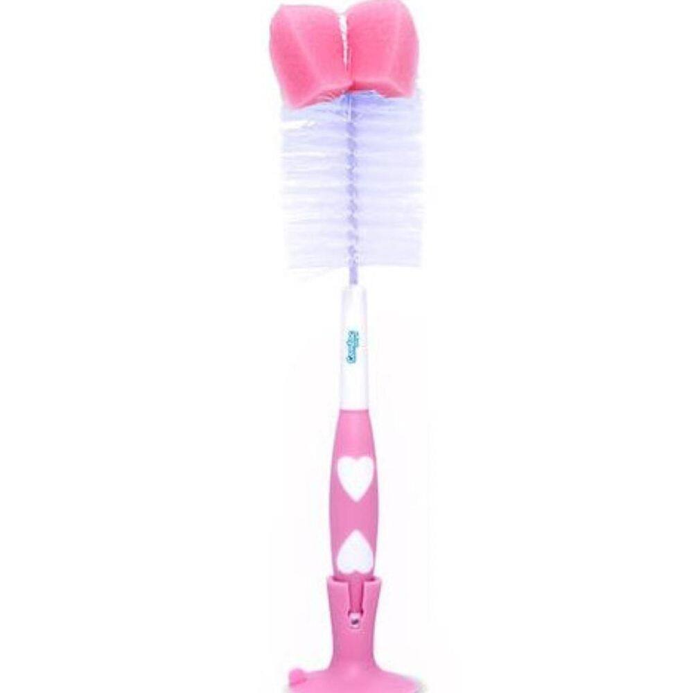 Escova De Mamadeira Ventosa Ponta Especial Rosa Comtac Bebe.