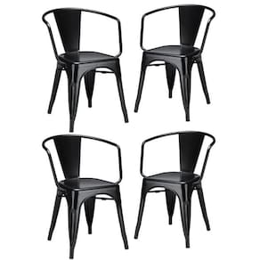 Kit 4 Cadeiras Iron Tolix Francesinha Industrial com Apoio de Braços Pretas
