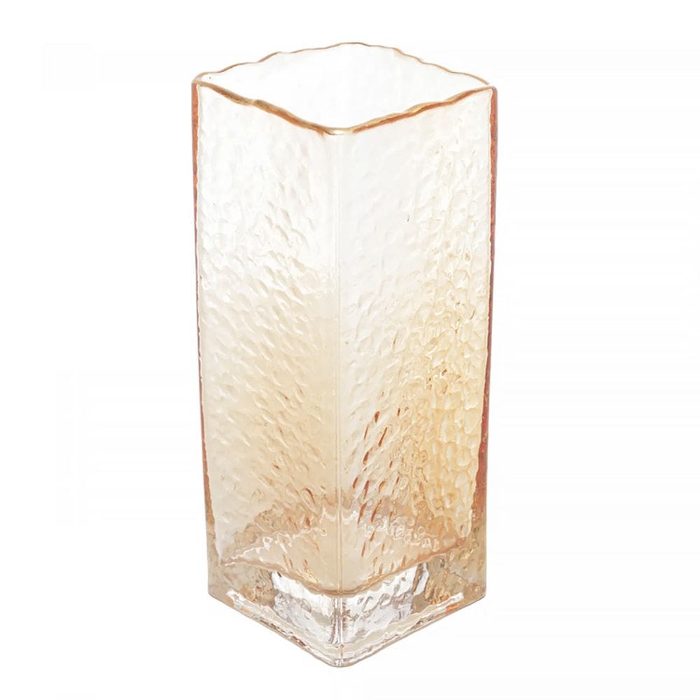 Vaso de Vidro com Borda Dourada Âmbar Taj 8x20,5cm 29254 - Wolff