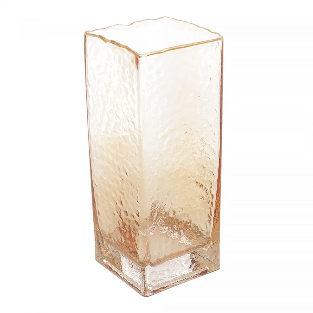 Vaso de Vidro com Borda Dourada Âmbar Taj 10x25cm 29258 - Wolff