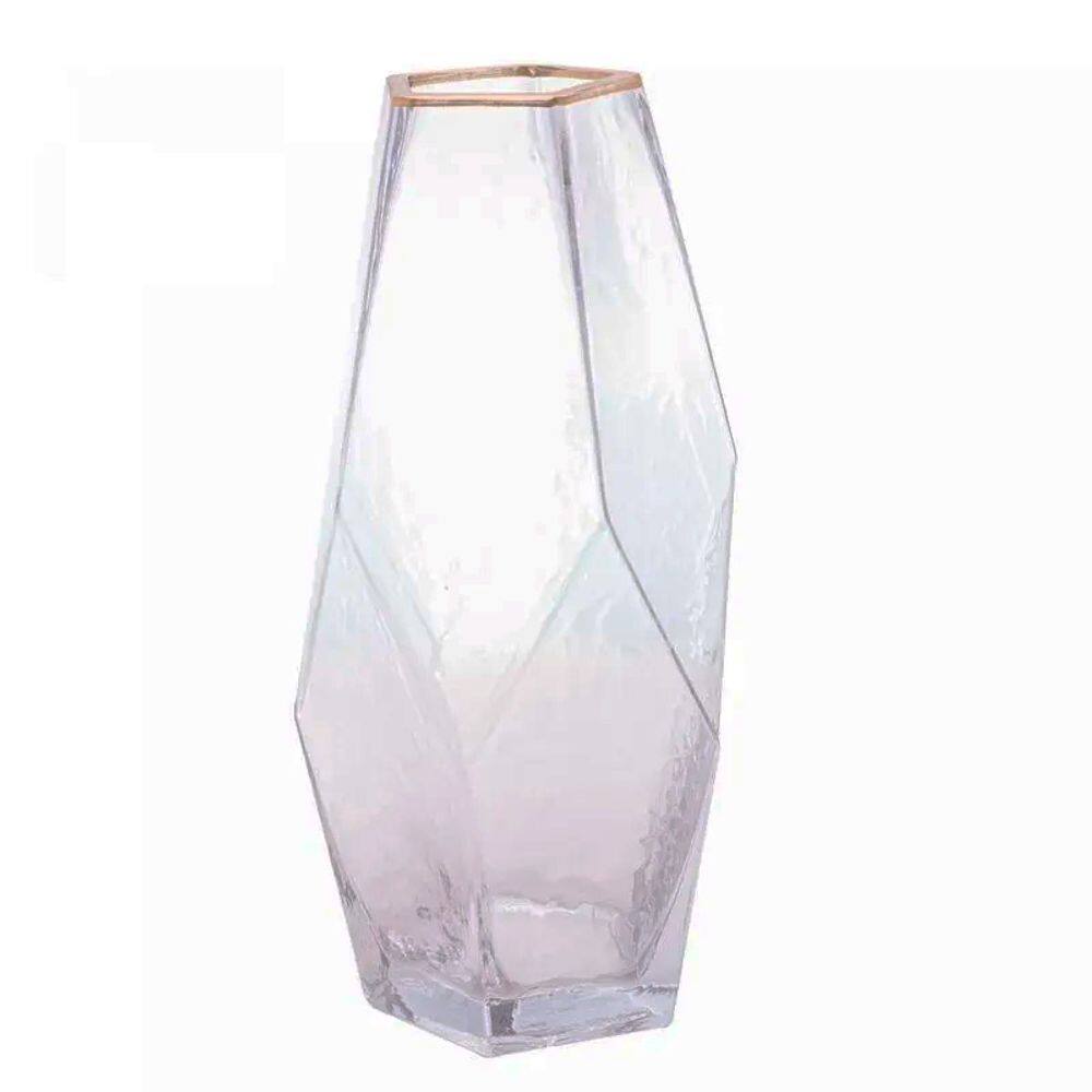Vaso de Vidro com Borda Dourada Taj 13x23cm 29110 - Wolff