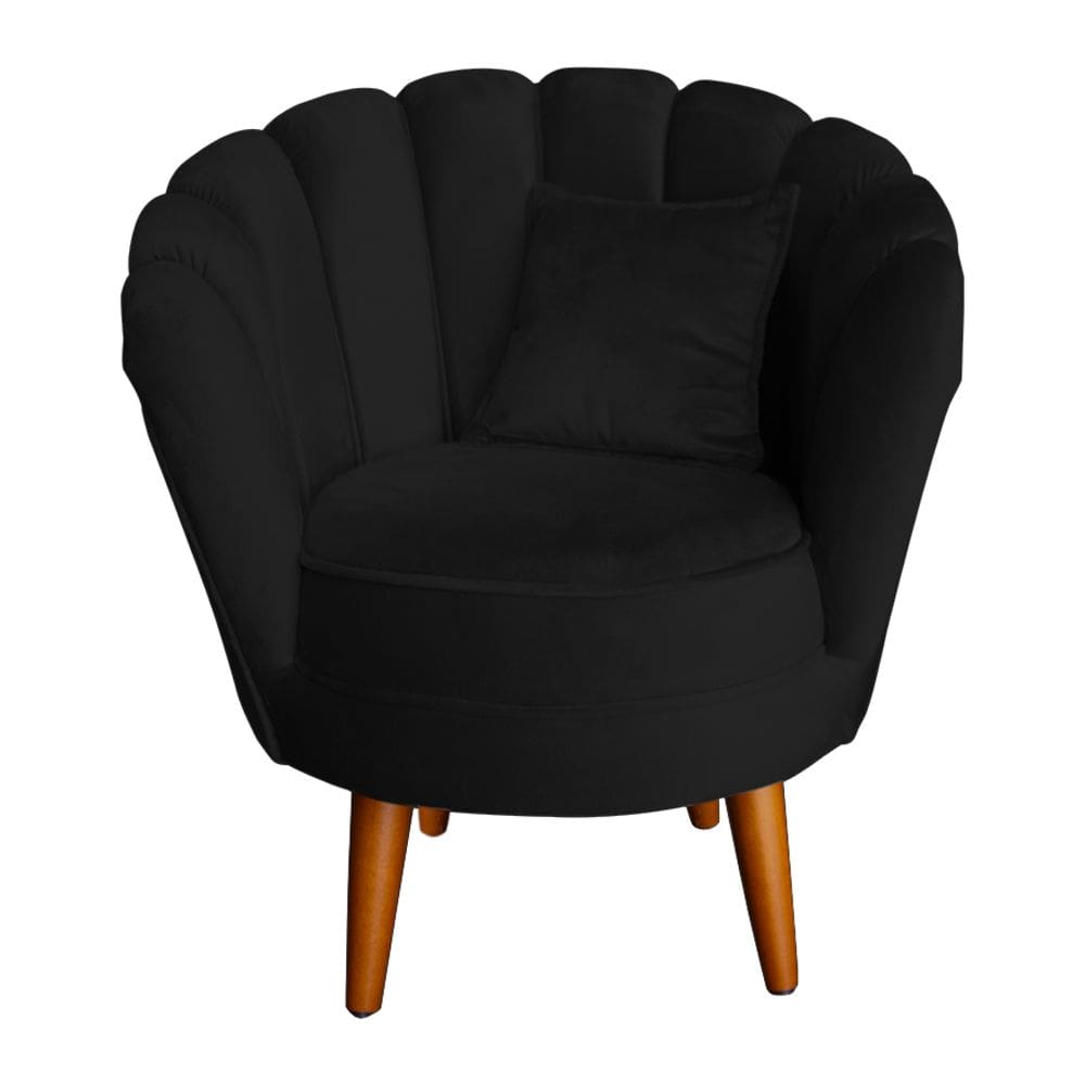 Poltrona Decorativa Petala Com Almofada Preto