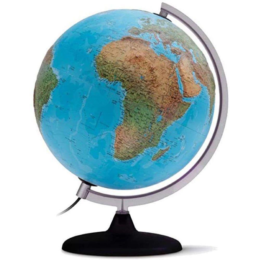 Globo Geográfico Físico 30cm Iluminado LED - Tecnodidattica