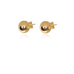 Brinco De Bola Lisa Folheada Em Ouro 18K