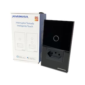 Interruptor Tomada Inteligente Wifi 1 Botão Preto Tuya Alexa