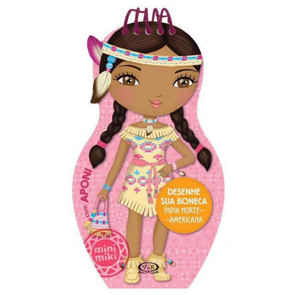 Livro Desenhe Sua Boneca India-Norte-Americana