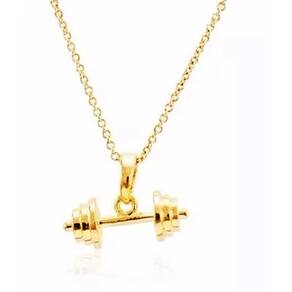 Colar Cordão Academia Peso Halter Folheado A Ouro 18k