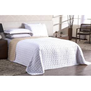 Cobre Leito Constantini Queen Dupla Face Branco/Palha 3Peças