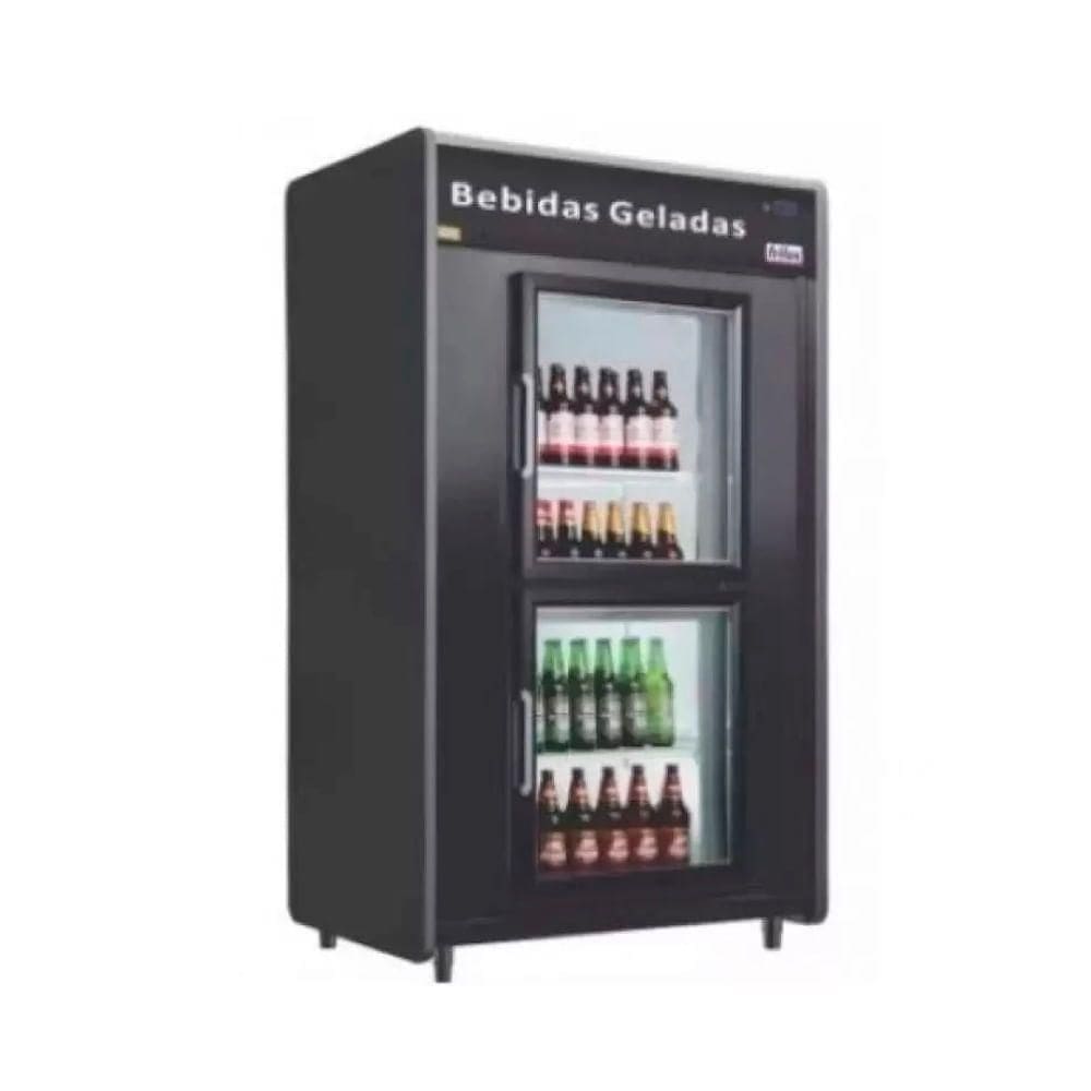 Mini Câmara Para Bebidas Rf053pv Plus Frilux Mini Câmara 2 Portas De Vidro Preta 220v