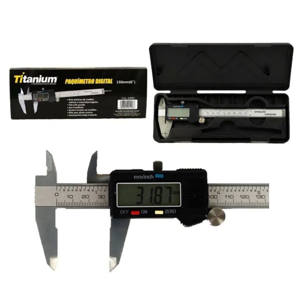 Paquímetro Digital titanium bateria 150mm 6”