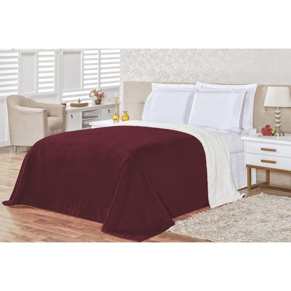 Cobertor Coberdrom Alaska King 1 Peça Sherpa Com Manta Vinho