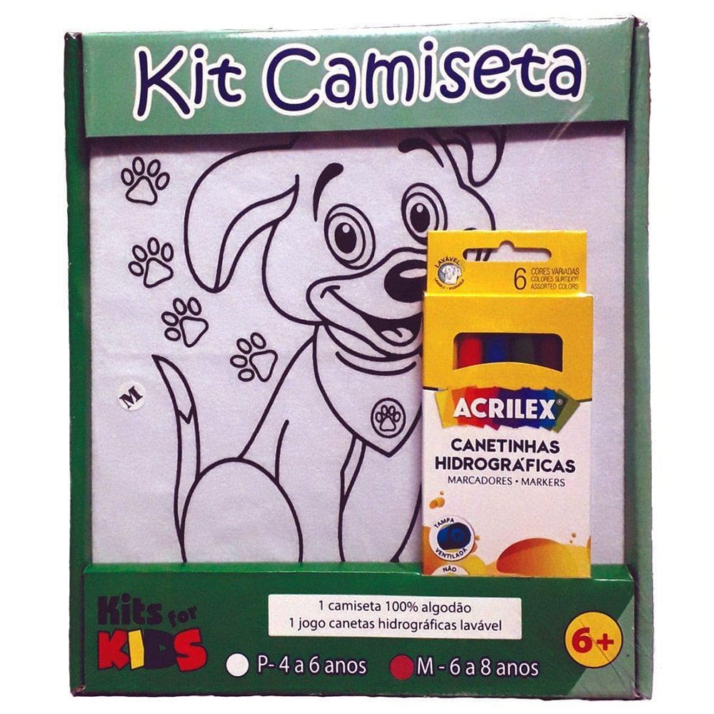 Kit Pintura Em Camiseta Cachorro Tamanho P De 4 A 6 Anos