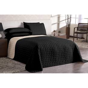 Cobre Leito Constantini Queen-Dupla Face Preto/Palha 3 Peças