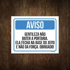 Placa Aviso Gentileza Não Bater A Porta 18X23