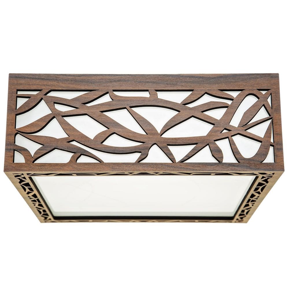 Lustre Decorativo Madeira Plafon Copacabana Quad 40Cm