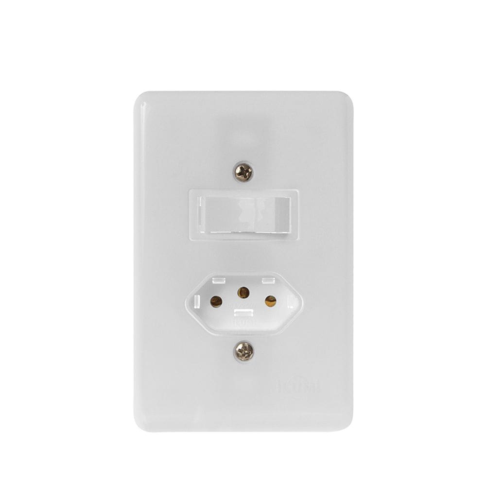 Int 1 Tecla Simples mais Tomada Bipolar 2P mais T 20A 250V