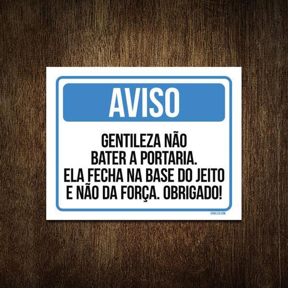 Placa Aviso Gentileza Não Bater A Porta 18X23