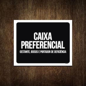 Placa Sinalização Ambiente Caixa Preferêncial 27X35