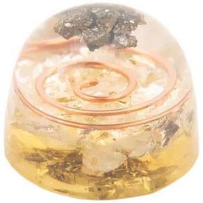 Orgonite Semi-Esférico Amarelo Com Pirita - Prosperidade