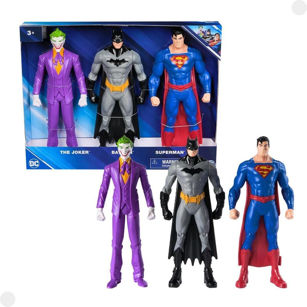 Figuras 03 Bonecos Coringa Batman Superman 24Cm 4182 - Sunny