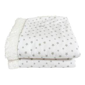 Manta Para Bebe Estampada E Sherpa - Stars Cinza