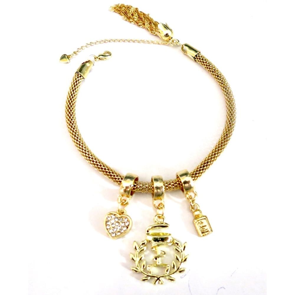Pulseira Farmácia Profissão Berloques Folheado A Ouro 18k
