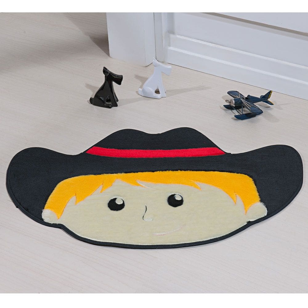 Tapete Infantil para Quarto Formato Cowboy Pelúcia Preto