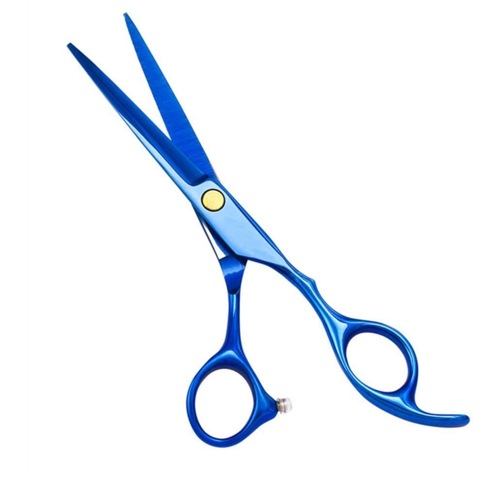 Tesoura De Corte Cabeleireiro Barbeiro 6 P Fio Navalha Azul
