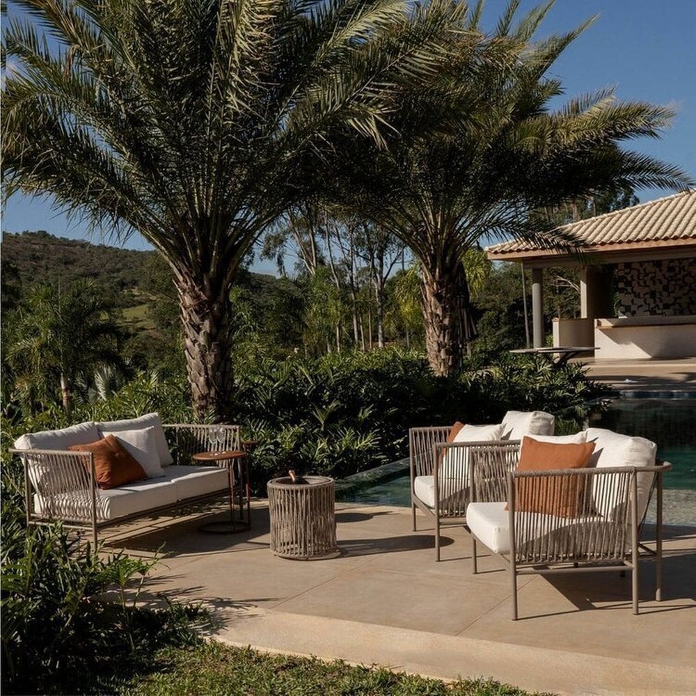 Conjunto Jardim e Varanda 1 Sofá 1 Poltrona 1 Champanheira 1 Mesinha Refúgio Cabecasa Madeiramadeira Champanhe/Quaker areia