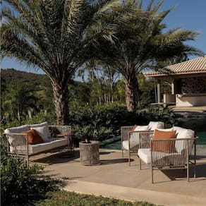 Conjunto Jardim e Varanda 1 Sofá 1 Poltrona 1 Champanheira 1 Mesinha Refúgio Cabecasa Madeiramadeira Champanhe/Quaker areia
