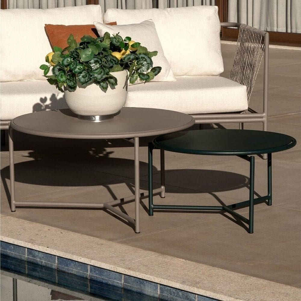 Conjunto Jardim e Varanda 1 Mesa Centro Baixa 1 Mesa Centro Alta Refúgio Cabecasa Madeiramadeira Champanhe/Verde Micro