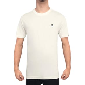 Camiseta New Era New York Yankees Mini Logo Bordado Bege