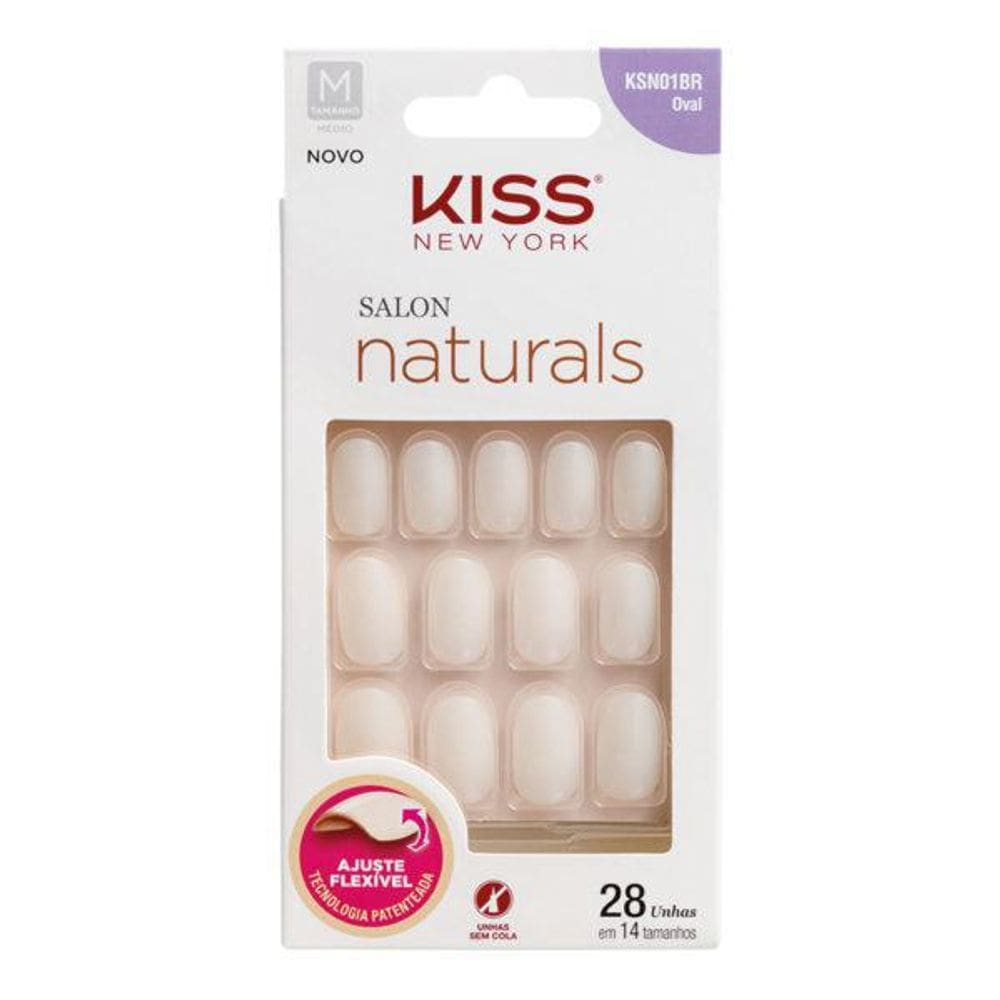 Kiss Unhas Postiça Salon Naturals Oval Médio