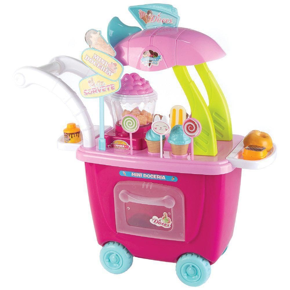 Carrinho Doceria Mini - Pipoqueira - Rosa - Fenix
