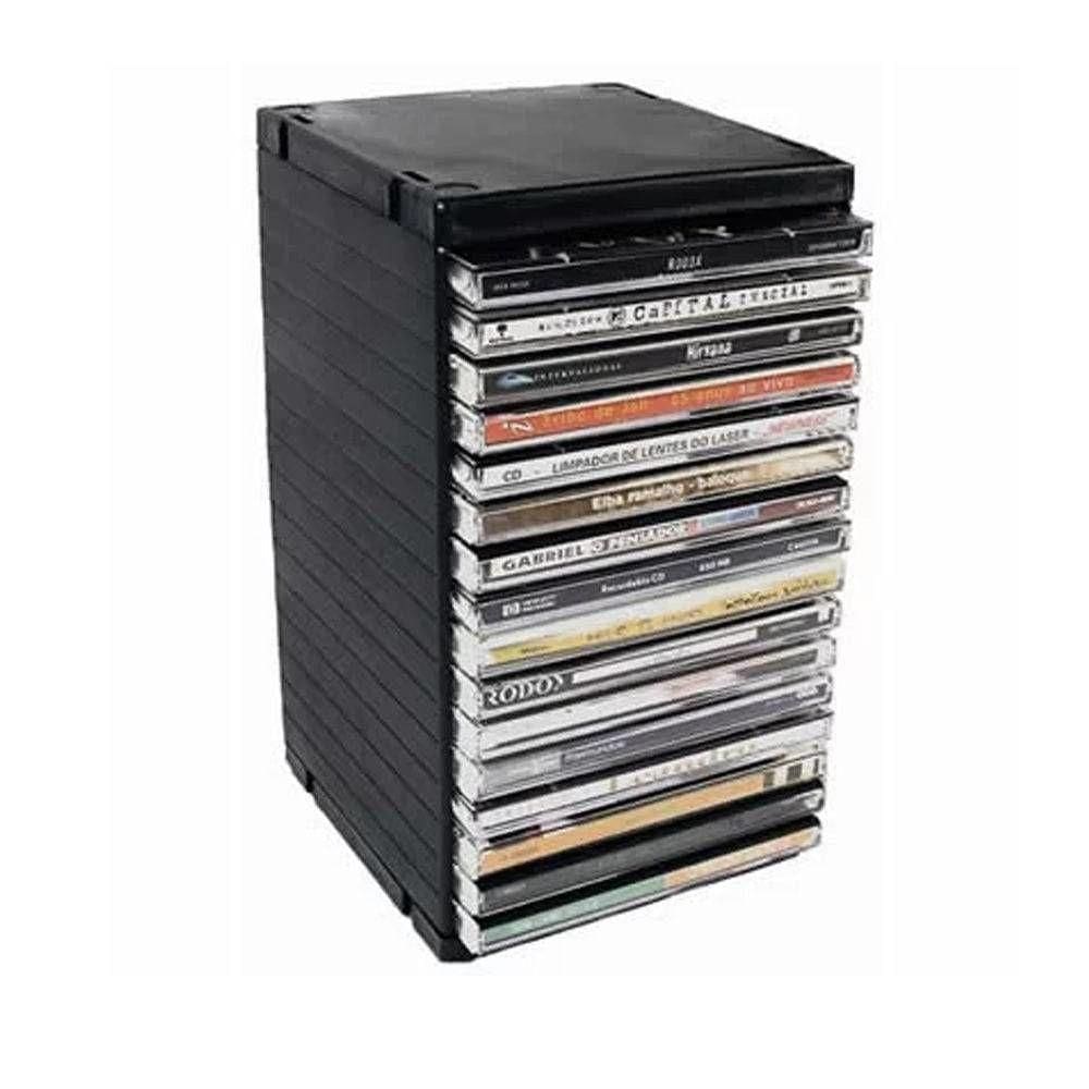 Porta Cd - Rack Newness Capacidade 16 Cds - Preto