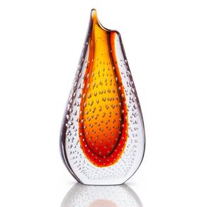 Vaso Cristal Murano Âmbar São Marcos Decoração Artesanal