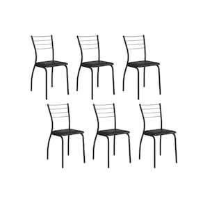 Cadeira Sala de Jantar 1700 Kit 6 Un Preto/Courano Preto - Carraro