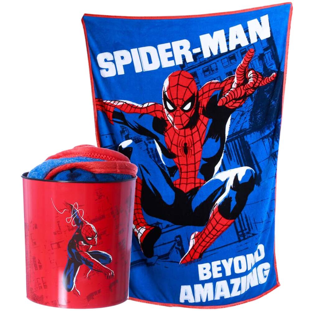 Kit Homem Aranha Spider-Man Manta Felpuda Macia + Balde Pipoca Oficial Marvel