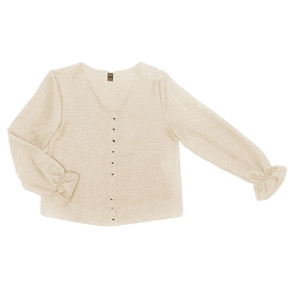 Blusa Feminina Manga Longa Detalhe Strass