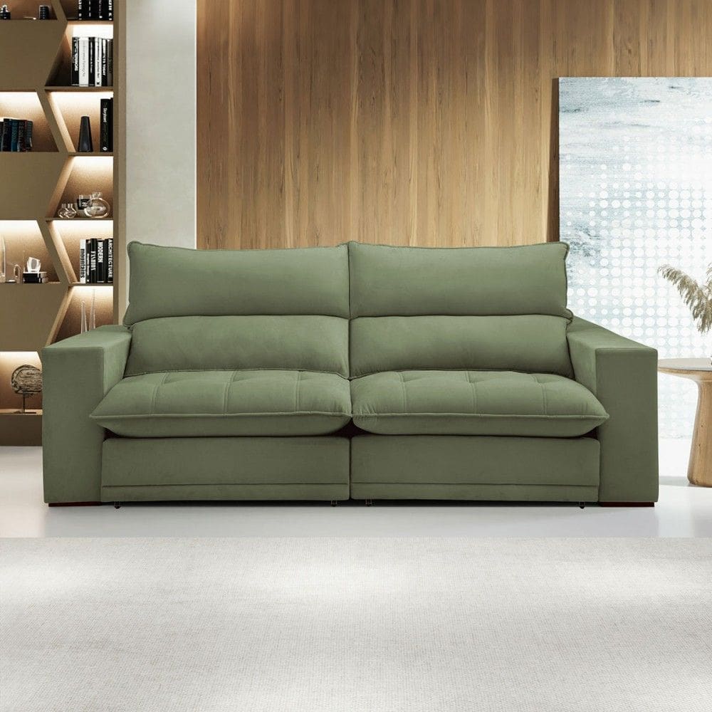 Sofá Retrátil e Reclinável Martinho 250cm Boucle Verde - Celflex