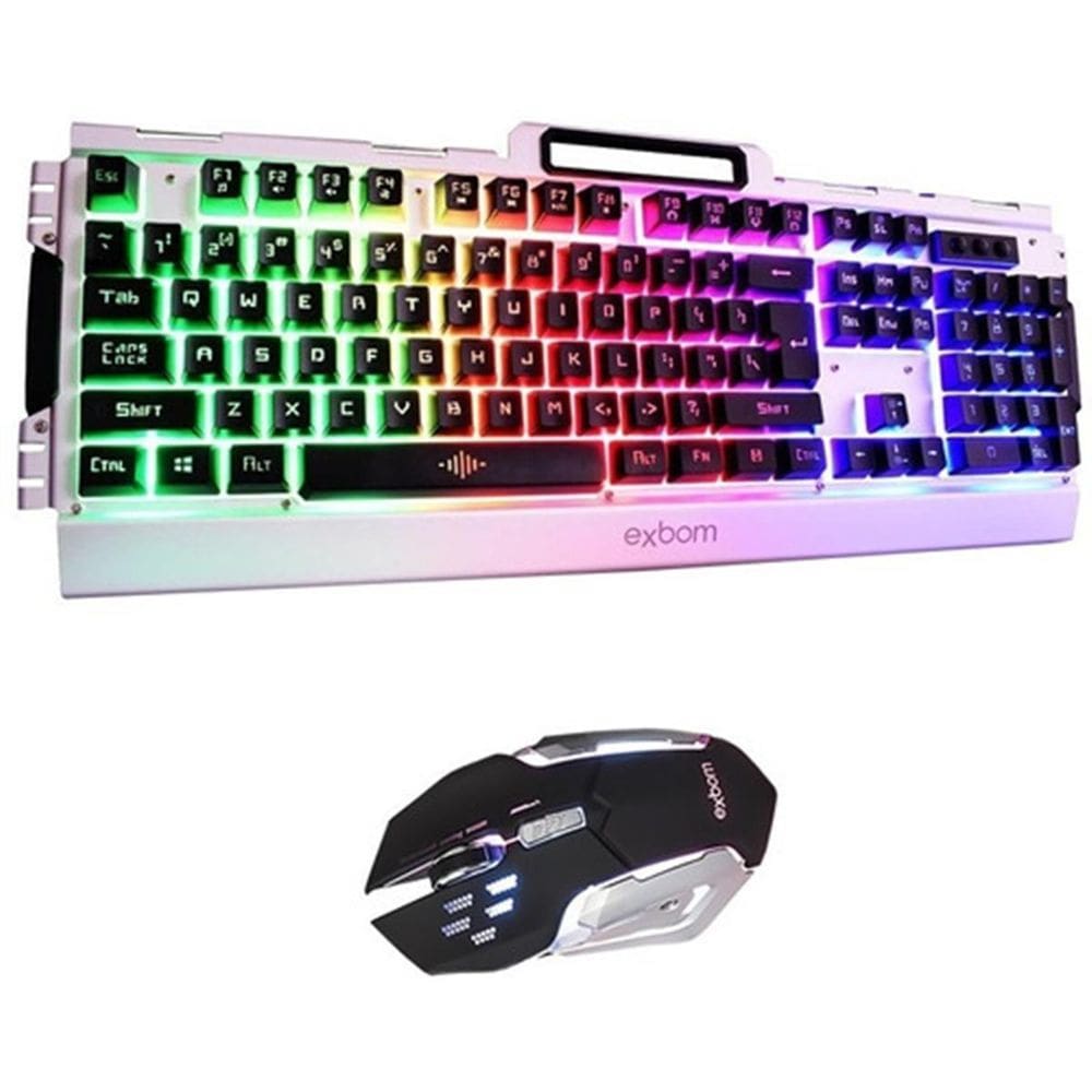 Teclado Gamer Kit Teclado E Mouse Gamer - Prata