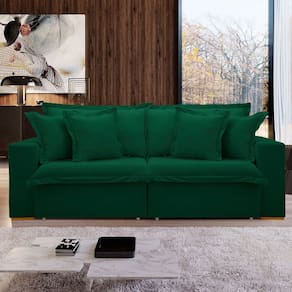 Sofá Cama 3 Lugares Arizona Retrátil 20735 Veludo Verde - Celflex