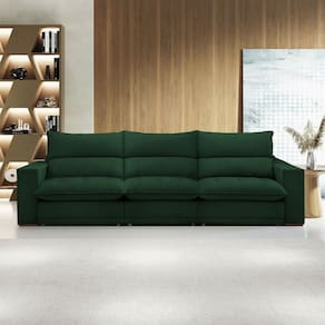 Sofá 5 Lugares Martinho Retrátil Veludo Verde - Celflex