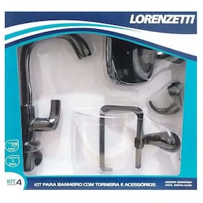 Kit Acessório Banheiro E Torneira Abs Lorenzetti Preto